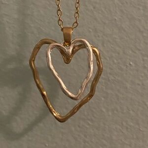 Mixed Metal Double Heart Necklace
